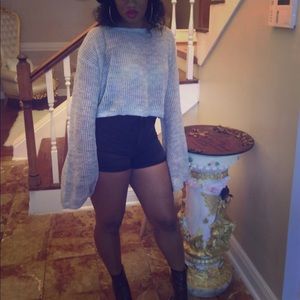 Grey loonngg sleeve cropped sweater